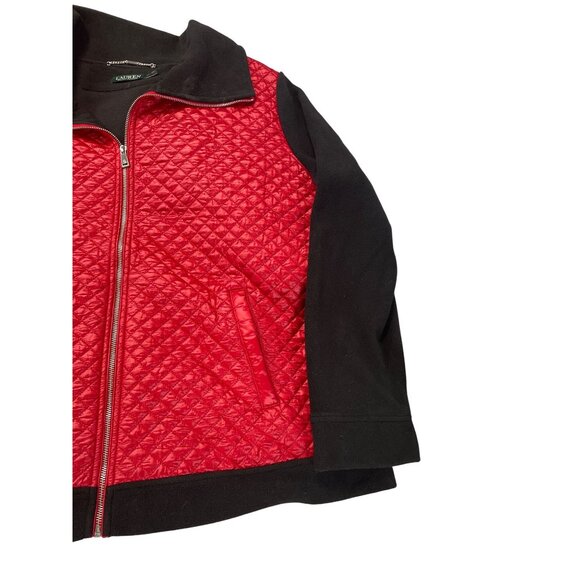 Lauren Ralph Lauren Womens Black Red Diamond Quilted Zip Fleece Jacket Sz 3X SKU - Picture 7 of 16